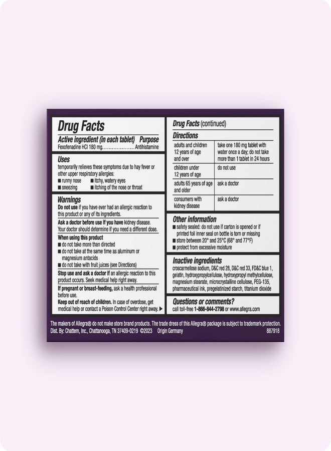 Allegra Adult 24-Hour Allergy Relief Gelcaps, Non-Drowsy Indoor and Outdoor Allergy Medicine, 180 mg Fexofenadine HCI Antihistamine Pill, 24-Count - Image 2